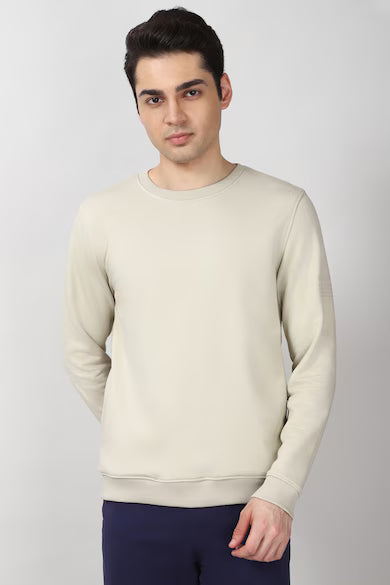 Beige High-Neck Sweatshirt