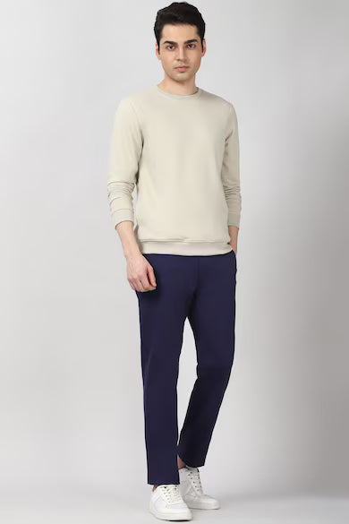Beige High-Neck Sweatshirt