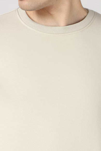 Beige High-Neck Sweatshirt