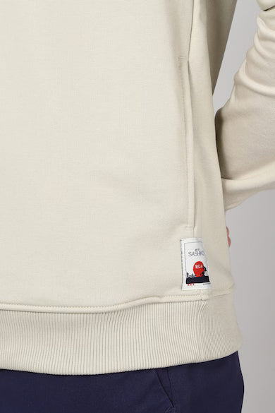 Beige High-Neck Sweatshirt